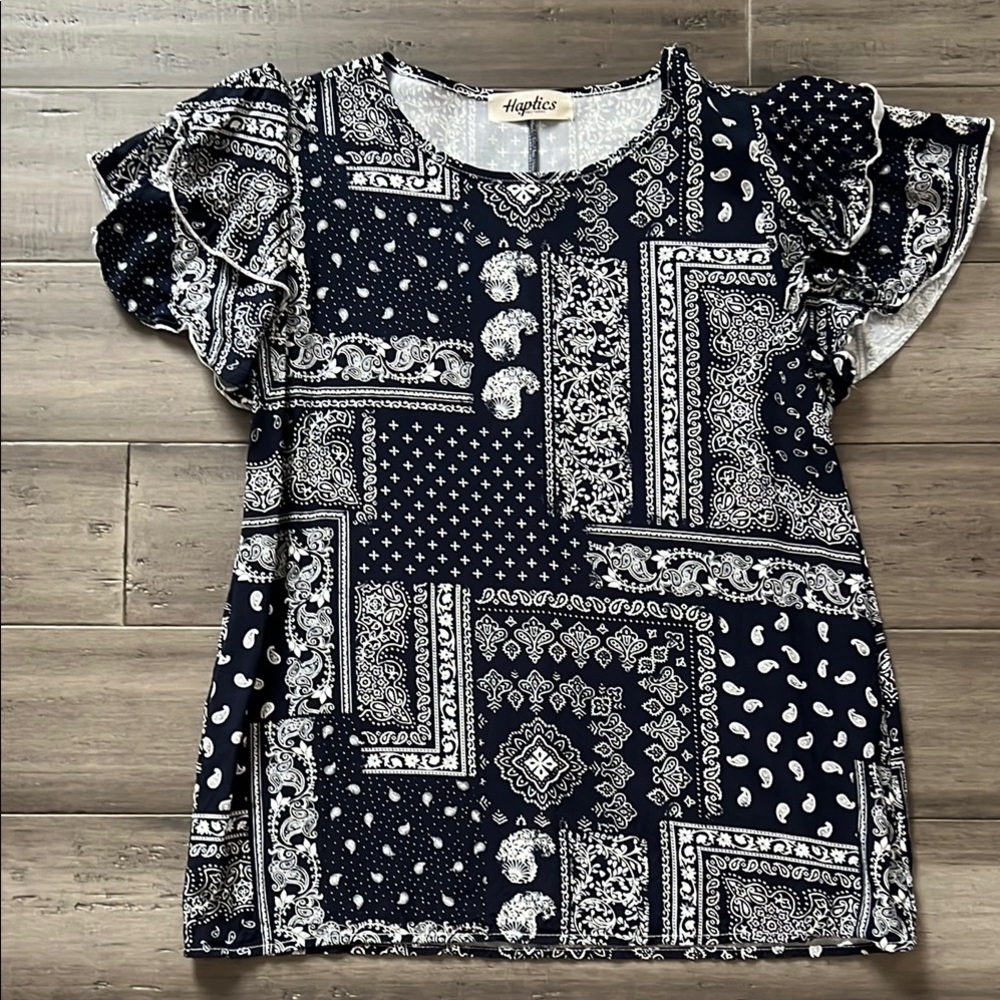 Navy Paisley Women's Top